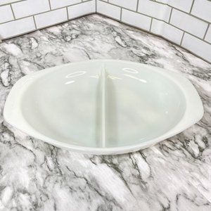 Vintage Pyrex True Opal 1 1/2 Qt Divided Casserole Dish MCM